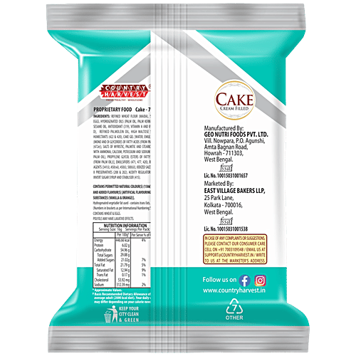 Country Harvest Vanilla Cake With Vanilla Cream, 16 g  