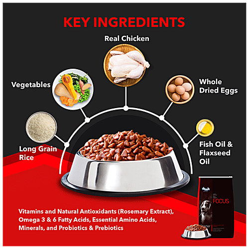 Drools Focus Super Premium All Breed Formula - For Starter Dogs, Corn & Wheat-Free, 15 Kg (Get Free 1.2 Kg Extra Inside) No Artificial Colors or Flavor