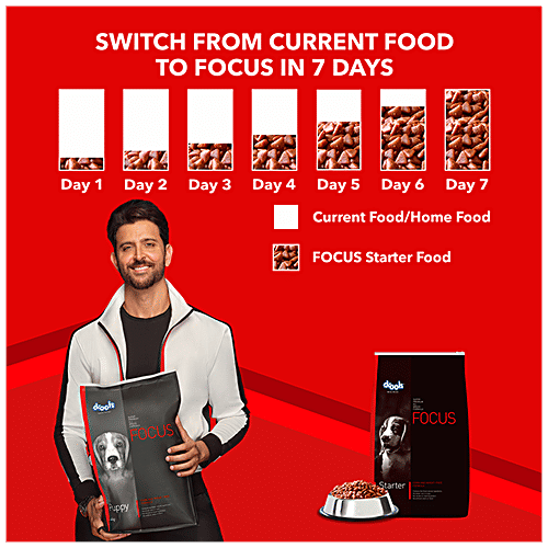 Drools Focus Super Premium All Breed Formula - For Starter Dogs, Corn & Wheat-Free, 15 Kg (Get Free 1.2 Kg Extra Inside) No Artificial Colors or Flavor