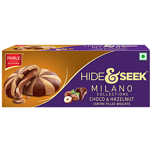 Parle Platina Hide & Seek Milano Collections Choco Hazelnut Centre Filled Biscuits, 60 g