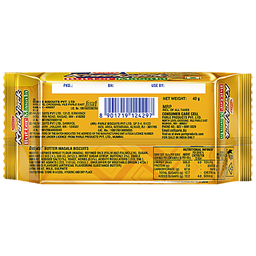 Parle Krackjack Biscuits - Butter Masala, 40 g Zero Trans Fat