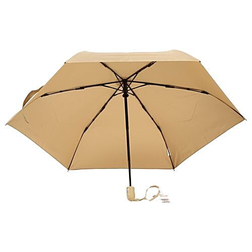 Parachase Three Fold Premium Umbrella - Auto-Open & Close, Windproof, Plain Khaki Coloured, 1 pc Windproof