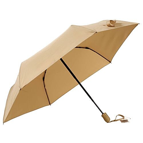 Parachase Three Fold Premium Umbrella - Auto-Open & Close, Windproof, Plain Khaki Coloured, 1 pc Windproof