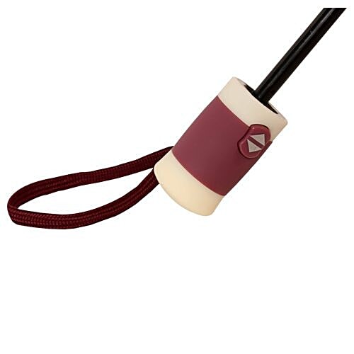 DP Three Fold Windproof Printed Premium Umbrella - Auto Open & Close, Cream & Maroon, 1 pc Windproof