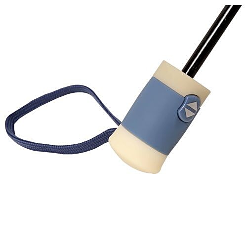DP Three Fold Windproof Printed Premium Umbrella - Auto Open & Close, Cream & Blue, 1 pc Windproof