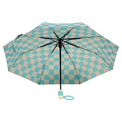 DP Three Fold Windproof Printed Premium Umbrella - Auto Open & Close, Cream & Sea Green, 1 pc  Windproof