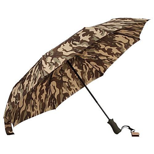 Parachase Three Fold Printed Premium Umbrella -  Auto Open & Close, Military Brown, 1 pc  