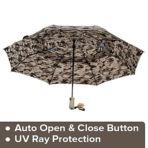 Parachase Three Fold Printed Premium Umbrella -  Auto Open & Close, Military Grey, 1 pc  