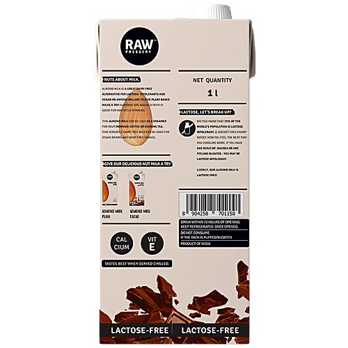 Raw Pressery Almond Milk Cacao - Lactose Free, Dairy Free & Vegan, 1 L  