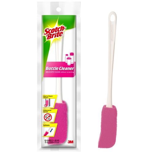 Scotch brite Bottle Cleaner Brush With Anti-bacterial Sponge & Non-Scratch Cleaning, 1 pc  