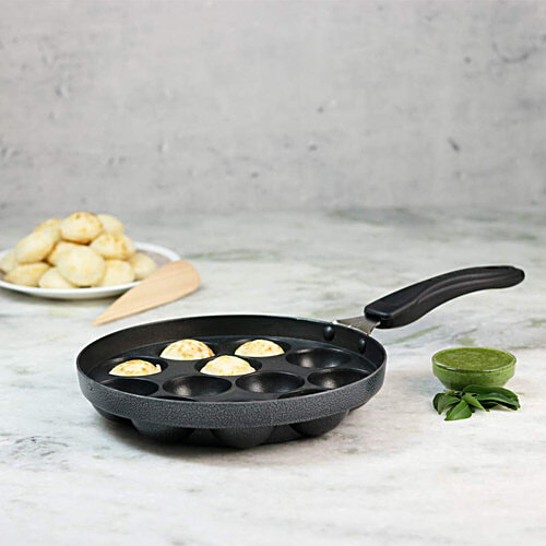 Wonderchef Non-Stick Aluminium Appam Patra/Paniyarakkal/Paddu Maker - 5 Layer, Induction Base, 12 Pits, 1 pc  