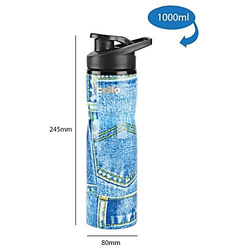 Buy Cello Water Bottle Stainless Steel, Denim, Blue Online at Best
