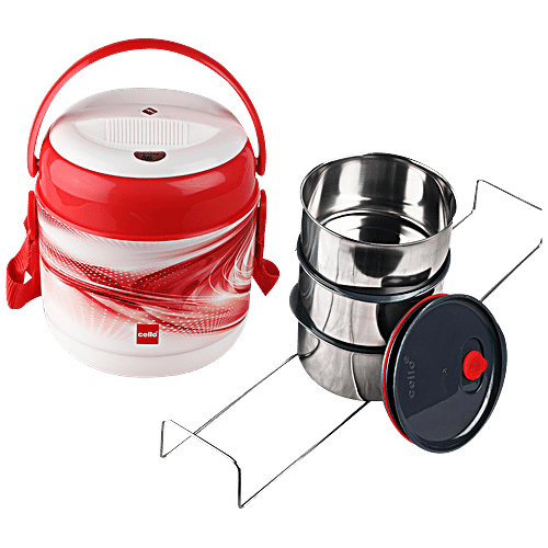 Buy Cello Lunch Box Mark 3 Deluxe, Red Online at Best Price of Rs 687