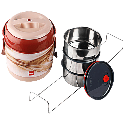 Cello Lunch Box - Mark 3 Deluxe, Brown, 390 ml  Leakproof, Insulated