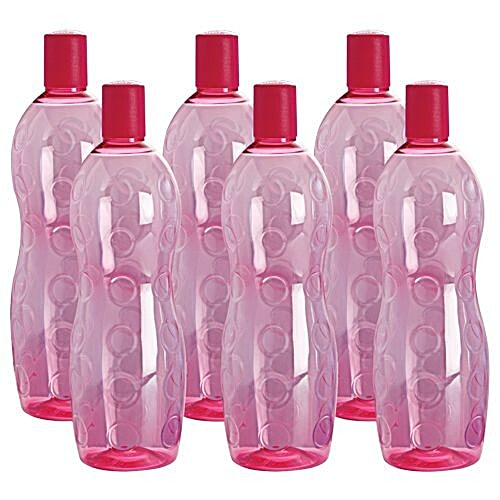 Cello Water Bottle - Polka, Pink, 1 L Set of 6 