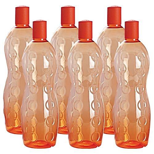 Cello Water Bottle - Polka, Orange, 1 L Set of 6 