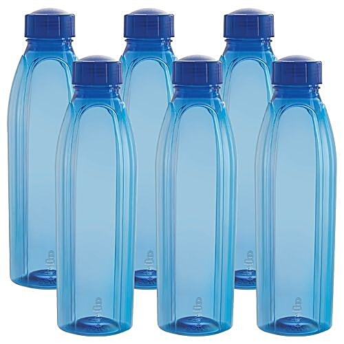 Cello Water Bottle - Crystal, Blue, 1 L Set of 6 