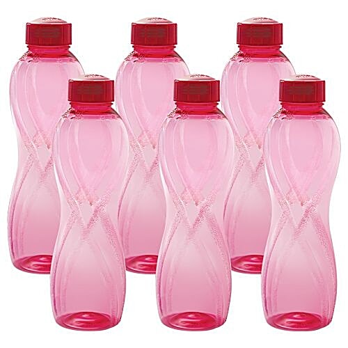 Cello Water Bottle - Twisty, Pink, 1 L Set of 6 
