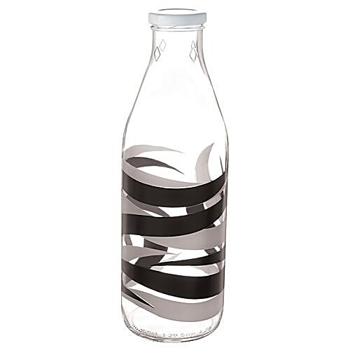 Cello Glass Water Bottle - Bri Black & Grey, 1 L  