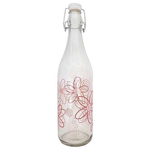 Cello Glass Water Bottle - Circo Red Flower, 1 L  