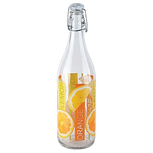 Cello Glass Water Bottle - Circo Orange & Lemon, 1 L Freezer Safe & Scratch Resistant