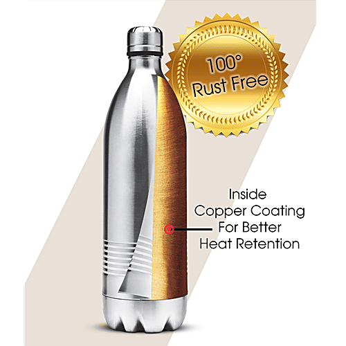 Milton Water Bottle - Thermosteel, 24 Hour Hot & Cold, Silver, Duo Deluxe, 750 ml  