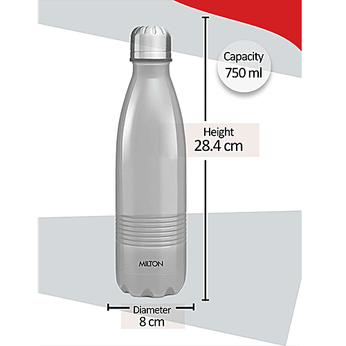Milton Water Bottle - Thermosteel, 24 Hour Hot & Cold, Silver, Duo Deluxe, 750 ml  