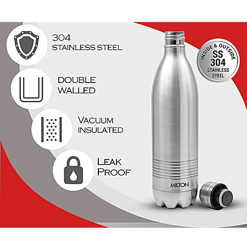 Milton Water Bottle - Thermosteel, 24 Hour Hot & Cold, Silver, Duo Deluxe, 750 ml  