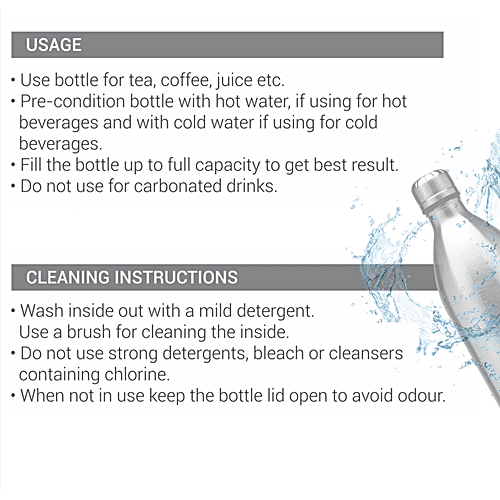 Milton Water Bottle - Thermosteel, 24 Hour Hot & Cold, Silver, Duo Deluxe, 750 ml  