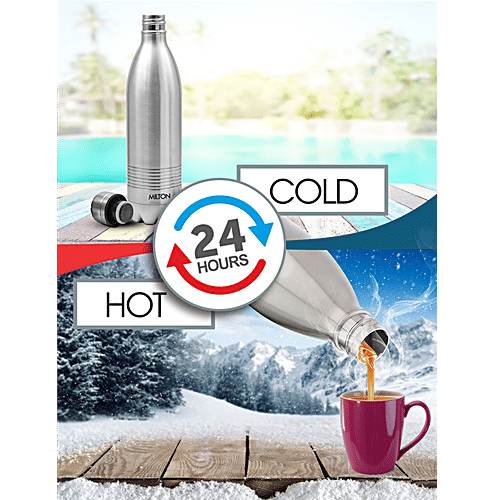 Milton Water Bottle - Thermosteel, 24 Hour Hot & Cold, Silver, Duo Deluxe, 750 ml  