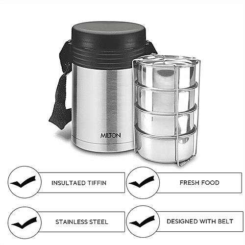 Milton Tiffin - Insulated Thermosteel, Silevr, Tuscany, 4 pcs  