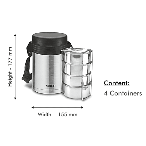Milton Tiffin - Insulated Thermosteel, Silevr, Tuscany, 4 pcs  
