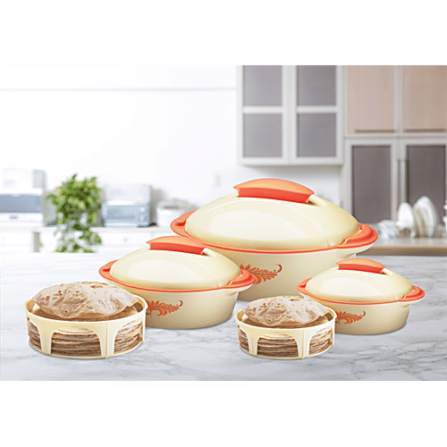 Milton Crisp Deluxe Insulated Thermoware Jr Casserole For Roti/Chapati Gift Set - Brown, 3 pcs (500 ml + 1.2 L + 2 L) 