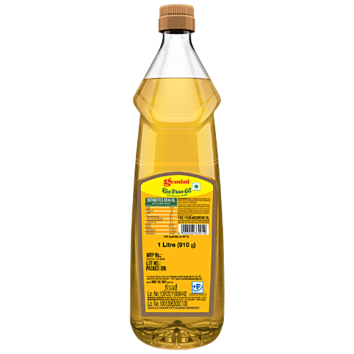 Gemini Refined Rice Bran Oil, 1 L Bottle 