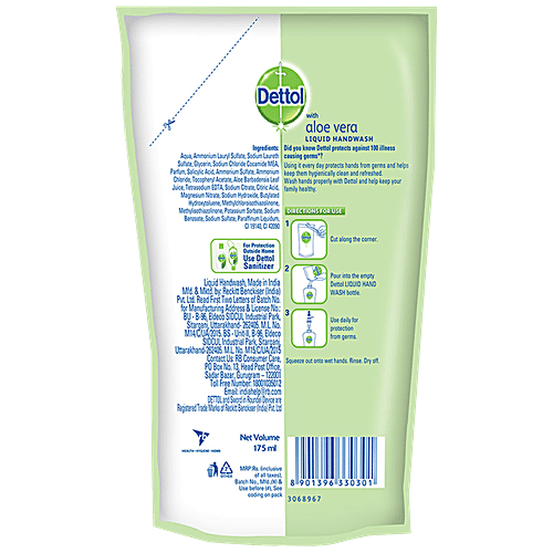 Dettol Liquid Handwash - with Aloe Vera, Protects Against 100 Illness Causing Germs, 175 ml (Pack Of 3) 