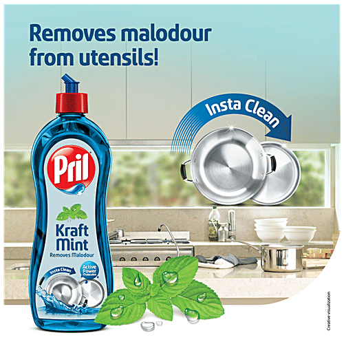Pril Dishwash Liquid Gel - Kraft Mint, 750 ml  Cuts Away Tough Grease Residue