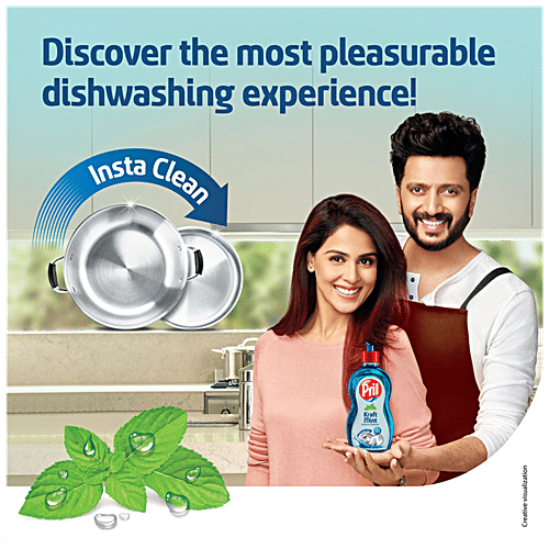 Pril Dishwash Liquid Gel - Kraft Mint, 750 ml  Cuts Away Tough Grease Residue