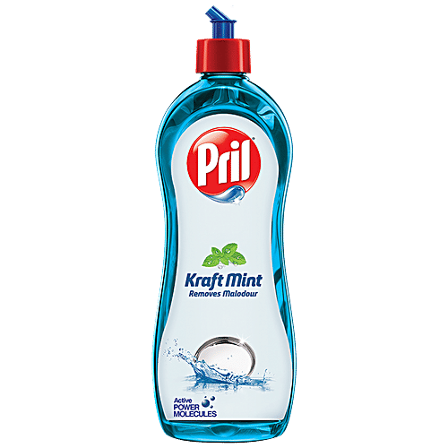 Pril Dishwash Liquid Gel - Kraft Mint, 750 ml  Cuts Away Tough Grease Residue