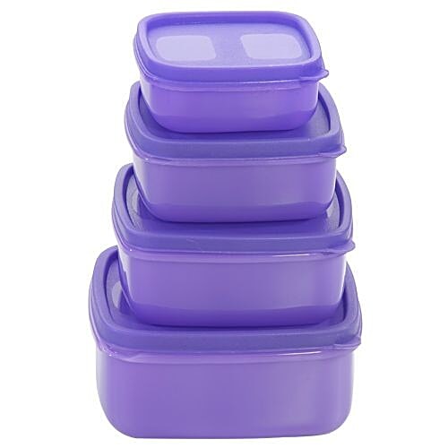 Mastercook Container - Square Shape, Blue, 4 pcs  