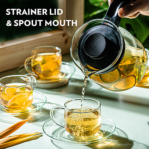 Borosil Carafe With Strainer In Lid - IH11KF12212, 1.2 L Oven, Microwave & Dishwasher Safe