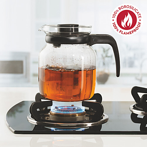Borosil Carafe With Strainer In Lid - IH11KF12212, 1.2 L Oven, Microwave & Dishwasher Safe