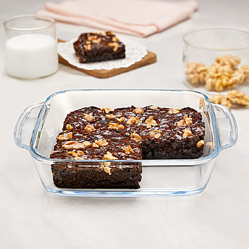 Borosil Square Dish With Handle - IH22DH16180, 800 ml Microwave & Dishwasher Proof