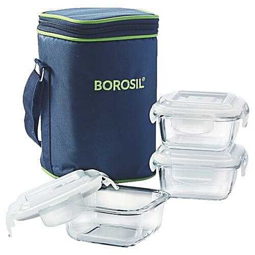 Buy Borosil Glass Lunch Box Microwave Safe Office Tiffin, ICY22SD3320