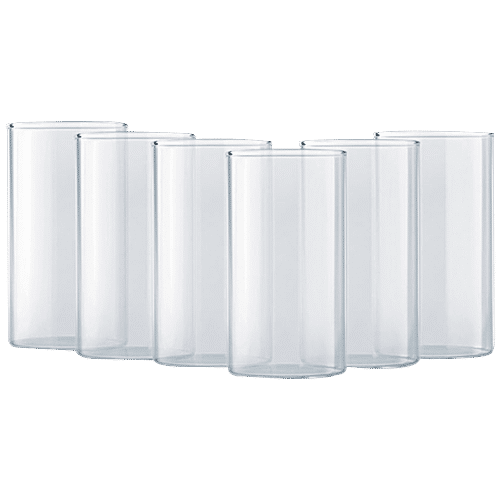 Borosil Bud Glass - Transparent, BVVREBDM295, 295 ml (Set of 6) Dishwasher & Microwave Safe
