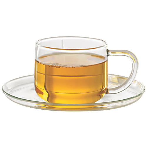 Borosil Piccolo Cup & Saucer - IH77CS01115, 150 ml (Set of 6) Dishwasher Proof, Food Safe