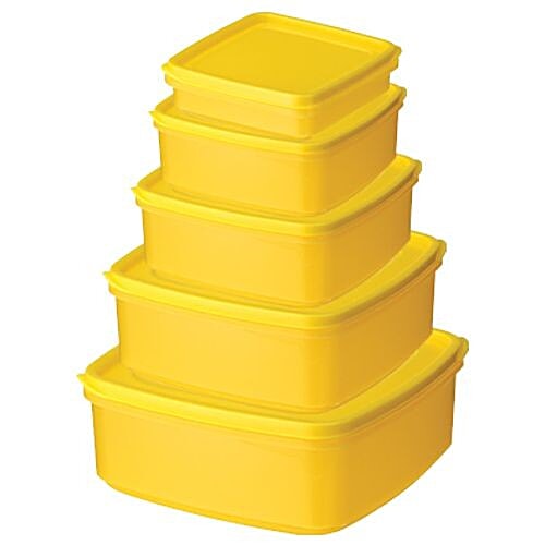 Ratan Modular Plastic Container - Small, Yellow, Super Seal, 22435, 5 pcs  