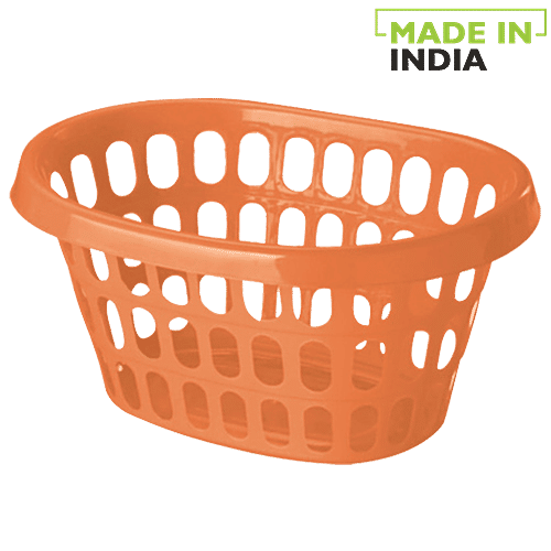 Buy Ratan Plastic Basket Fruit & Vegetable Oval, Orange, 12170O