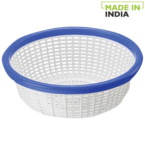 Ratan Plastic Basket Fruit & Vegetable Colander/Strainer - Medium, Blue, Deluxe, 13220 OI, 3.75 L  