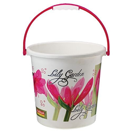 Ratan Plastic Bucket With Handle - Off Ivory, New Nova, 15400, 18 L  