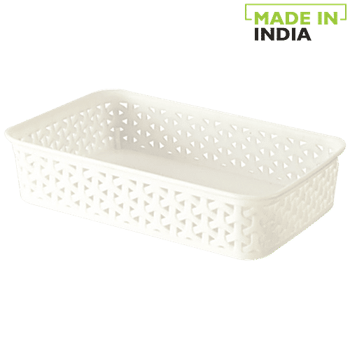 Ratan Multipurpose Plastic Basket - A5, Cream, Roya, 240 20CR, 2.09 L  Sturdy & Easy To Handle